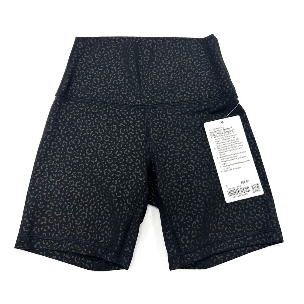lululemon size 4 Align HR Short 6” inseam- 

black embossed short -new w/tags - Picture 2 of 4